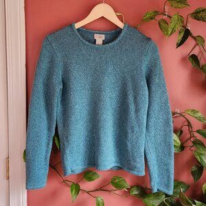 Vintage LL Bean 100% Cotton Knit Sweater in Turquoise